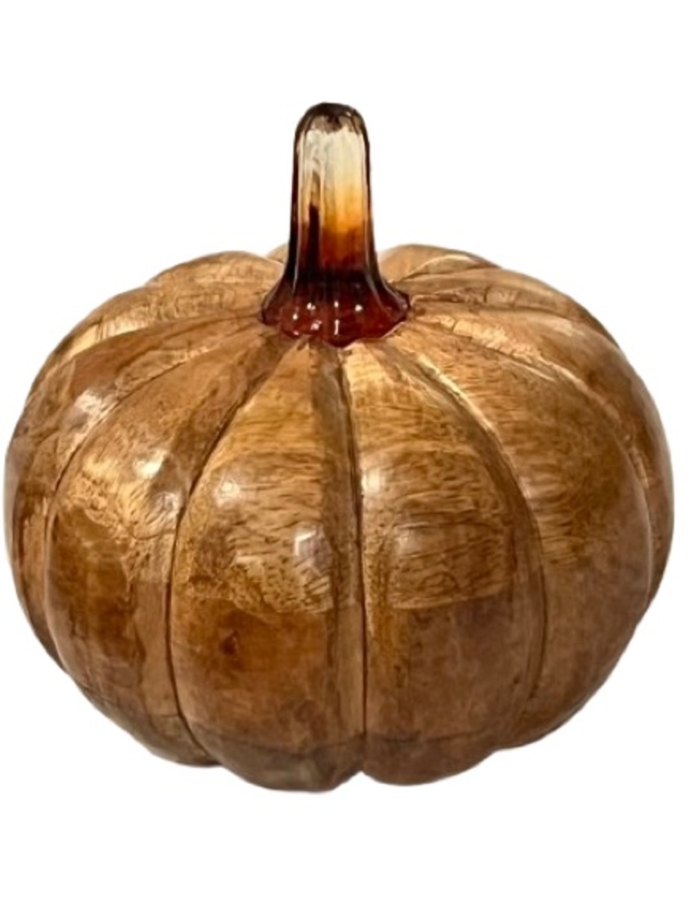 🆕- WOODEN WALNUT BROWN HEIRLOOM
PUMPKIN - 8” x 6.5”.